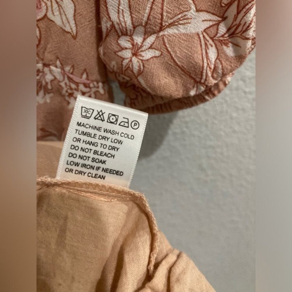 Jessakae Fairfarren Boho Cottagecore Prairie Floral Neutral Puff Sleeve Dress - Picture 10 of 12